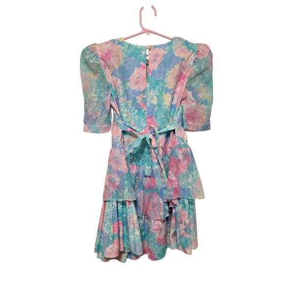 90s Vintage Girls Party Dress Size 10 Pastel Floral Print - Picture 2 of 6